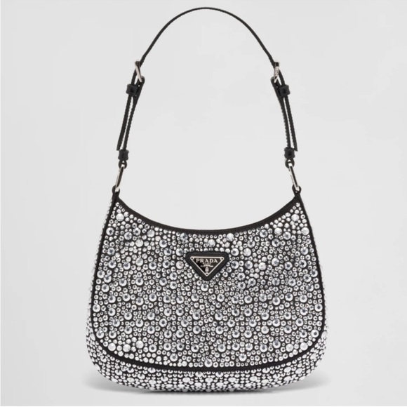 Prada Handbags - Prada Black and Silver Embellished Shoulder Bag